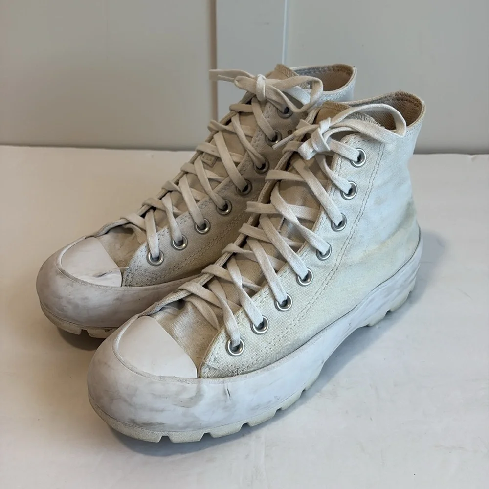 Converse White Lug Sole Platform High Top Sneakers